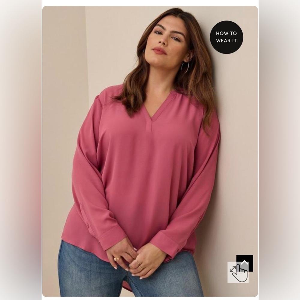 Torrid | Georgette Hi-Low Pullover Long Sleeve Blouse (Size 0)